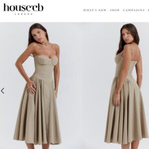 HOUSE OF CB SAMARIA TAUPE CORSET SUNDRESS